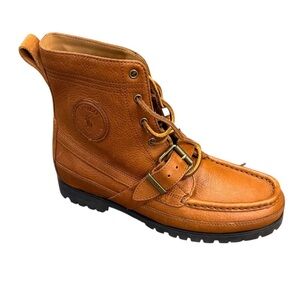Polo by Ralph Lauren Buckle Lace-Up Moc Toe Boot - Cognac